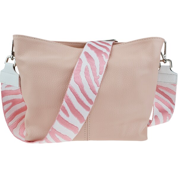 Ružová kožená talianska crossbody kabelka Batilda Rosa s prídavným 45989155