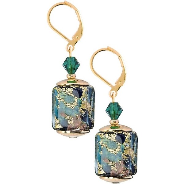 Lampglas Slušivé náušnice Emerald Oasis s 24-karátovým zlatom v 66594470