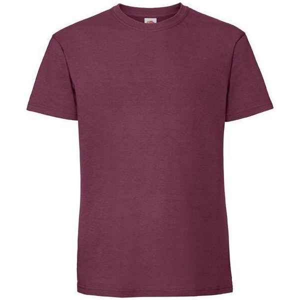Bordové pánske tričko Iconic 195 Ringspun Premium Fruit of the Loom 50638088