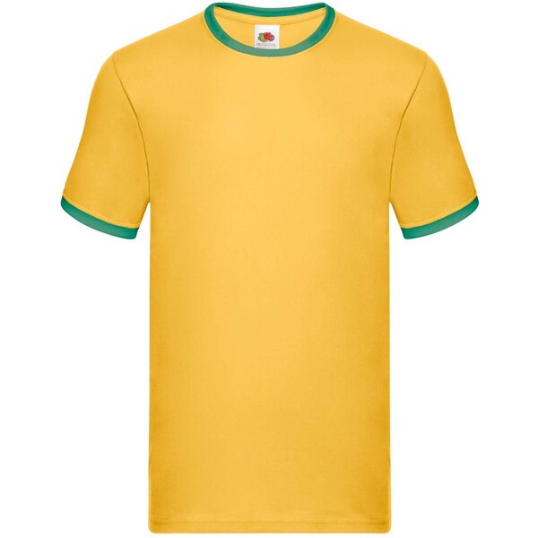 Mens Yellow T-shirt Ringer Fruit of the Loom 50557875
