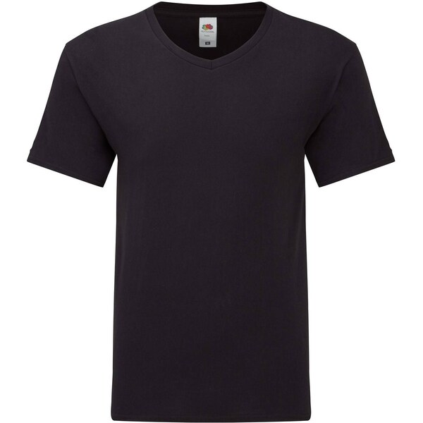 Čierne pánske tričko s výstrihom do V Fruit of the Loom Iconic 50621221