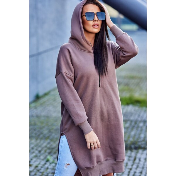 Fashionweek Zateplená dlha mikina s kapucňou MAXI K9301 48751348