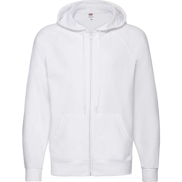 White Mens Hoodie Lightweight Zip Thru Hooded Sweat Fruit of the Loom 50508727