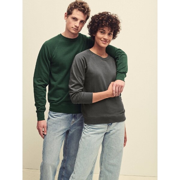 Green Mens Sweatshirt Lightweight Raglan Sweat Fruit of the Loom 50518002
