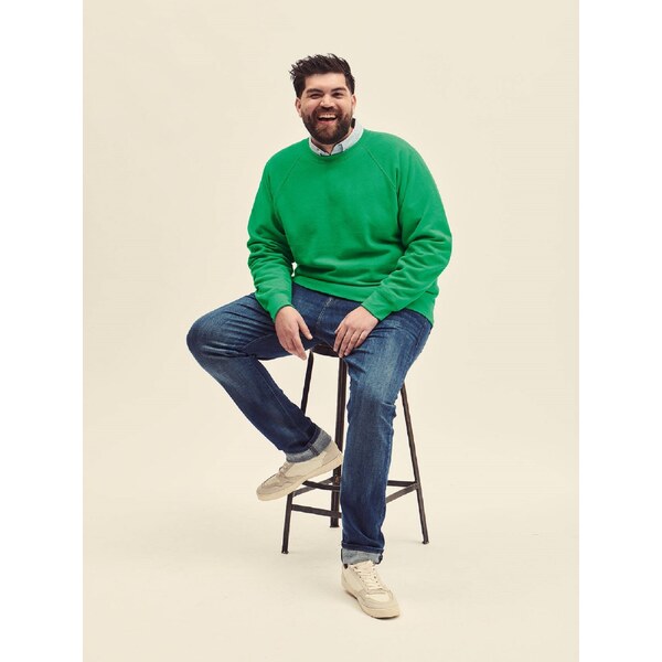 Zielona bluza męska Raglan Sweat Fruit of the Loom 50557863