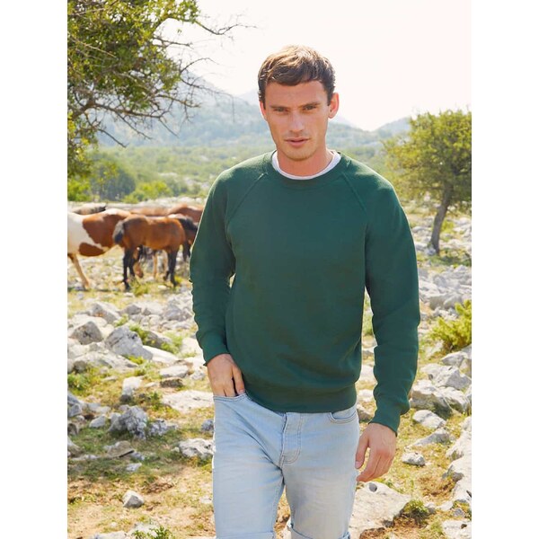 Biała bluza męska Raglan Sweat Fruit of the Loom 50638271