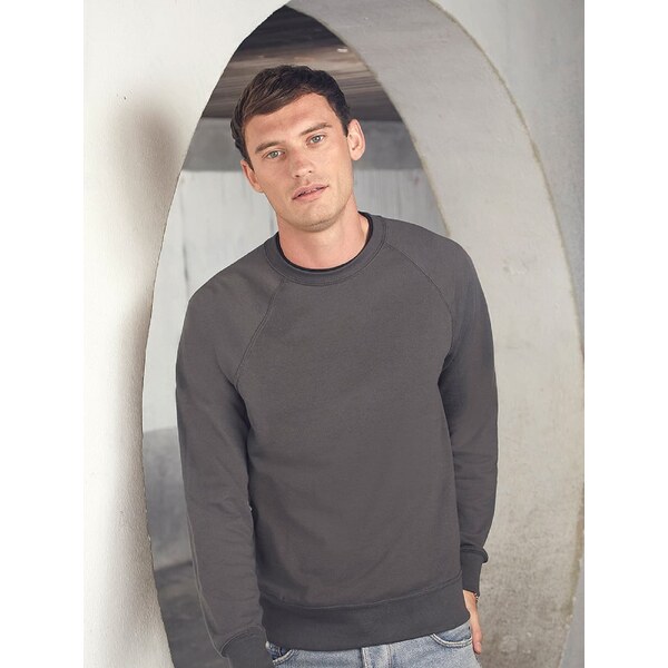 Grafitowa bluza męska Lightweight Raglan Sweat Fruit of the Loom 50654979