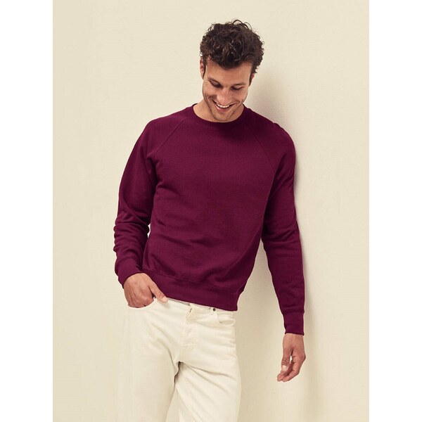 Burgundowa bluza męska Raglan Sweat Fruit of the Loom 50638272