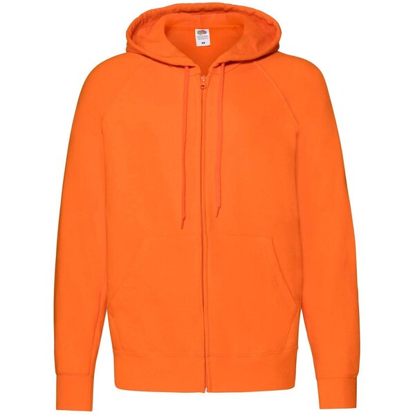 Orange Mens Hoodie Lightweight Zip Thru Hooded Sweat Fruit of the Loom 50558863