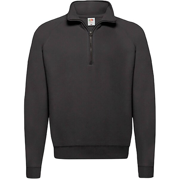 Black Mens Zip Neck Sweatshirt Fruit of the Loom 50557856