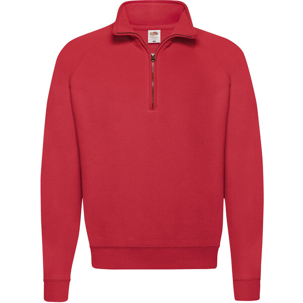 Red Mens Zip Neck Sweat Fruit of the Loom 50558047