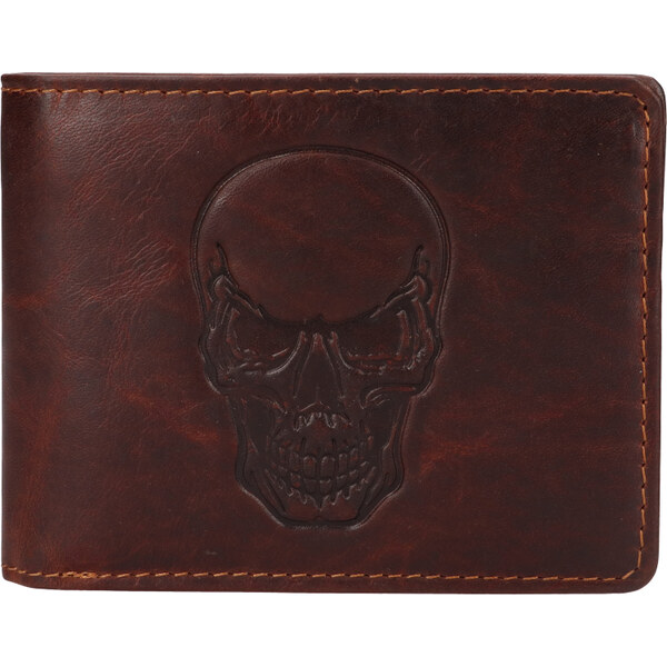 Lagen Pánska kožená peňaženka 266-6535/M lebka - hnedá 46044704