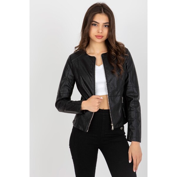 MladaModa Koženková bunda s hadím vzorom model 52655 čierna 65626988