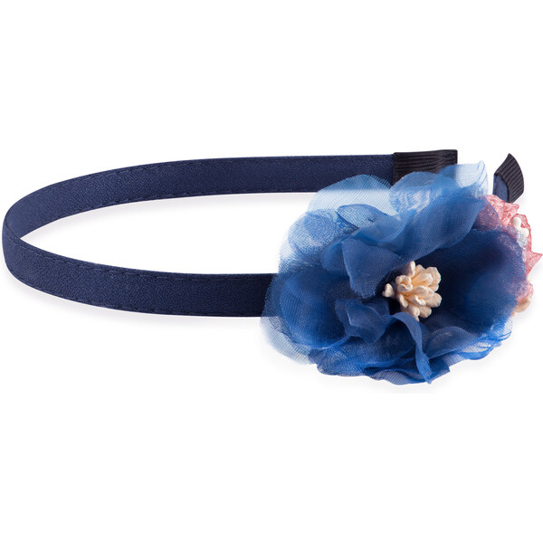 Troli Slušivá modrá čelenka do vlasov s kvetinami 66588151
