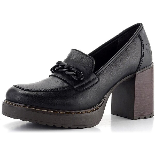 Rieker elegantné poltopánky na podpätku čierne Y4150-00 61762004