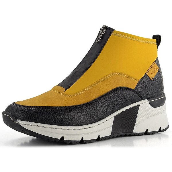 Rieker športovejšia členková obuv na kline čierna/žltá N6352-68 61761990