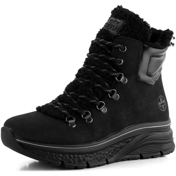 Rieker šnurovacia členková obuv na platforme čierna 48030-00 61761892