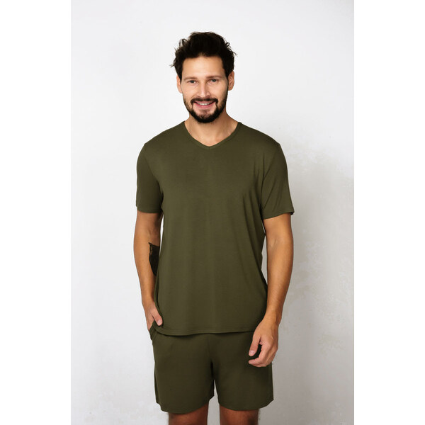 Italian Fashion Pánske pyžamo krátke Dallas khaki, Farba khaki 46106120