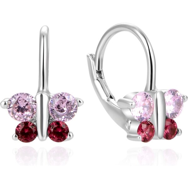 Beneto Slušivé strieborné náušnice so zirkónmi Motýliky AGUC634DL 66592443