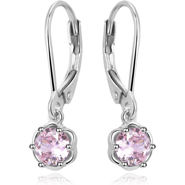 Beneto Slušivé strieborné náušnice s ružovými zirkónmi AGUC3340-P 66584616