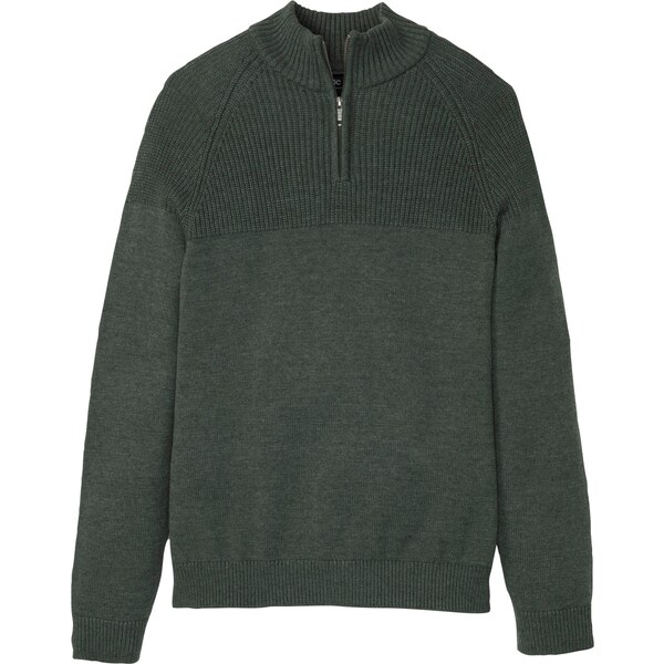 bonprix Pulóver s golierom, s bavlnou, farba zelená 46158297