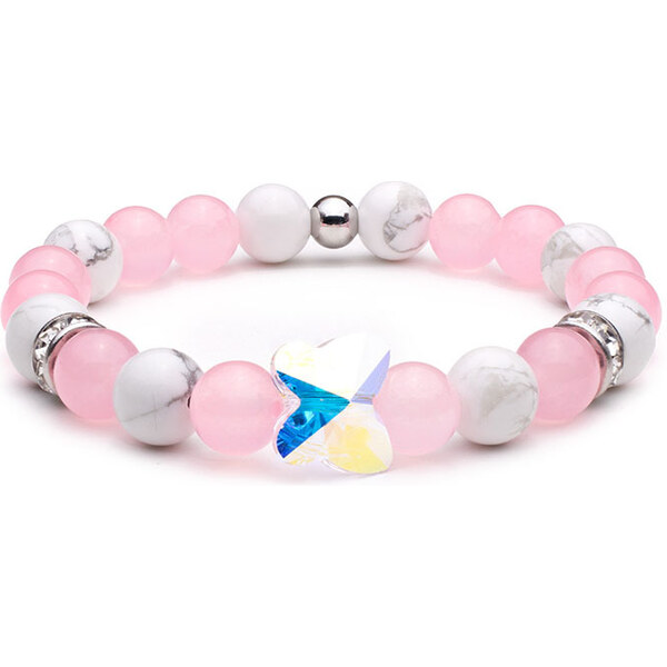 BudNej Minerálny náramok MOTÝĽ Swarovski z howlitu a jadeitu MN1136 46206788