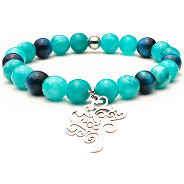 BudNej Minerálny náramok STROM ŽIVOTA z amazonitu a tigrieho oka 46207878