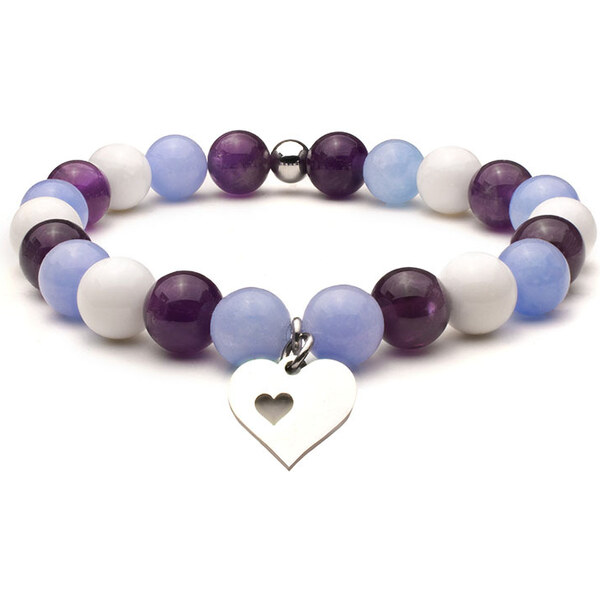 BudNej Minerálny náramok PREJAV LÁSKY z ametystu, angelitu a tridacny 46207879