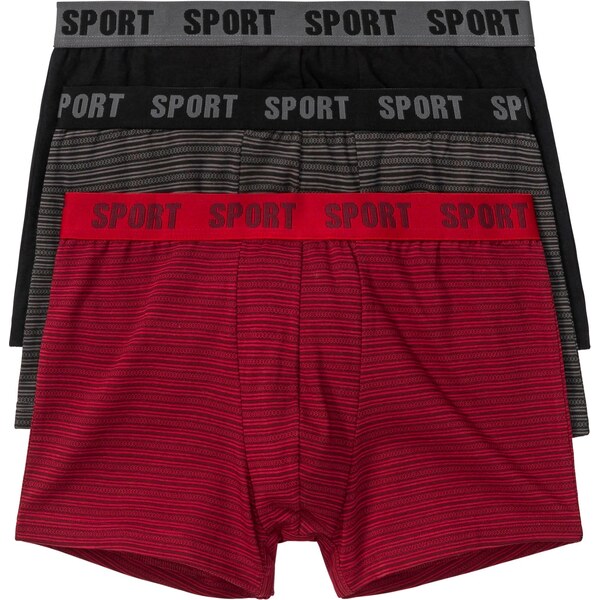 bonprix Boxerky, priliehavé, s bavlnou (3 ks v balení), farba červená 44732330