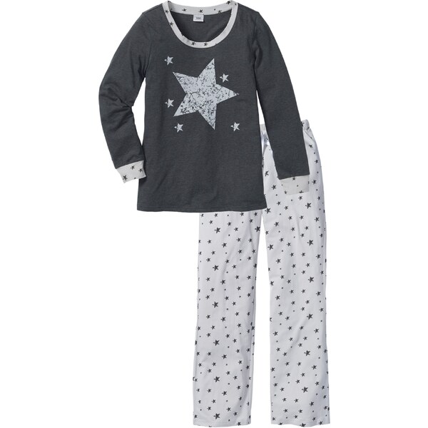 bonprix Pyžamo s bio bavlnou, farba šedá 45052290