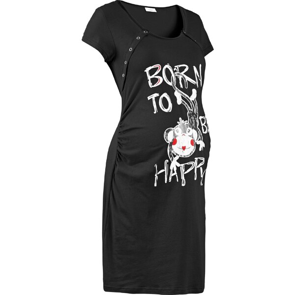 bonprix Materská nočná košeľa s bavlnou, farba čierna 44741215