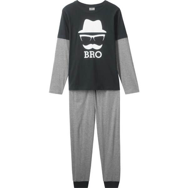 bonprix Pyžamo (2-dielne) s mäkkou bio bavlnou, farba šedá 44799388