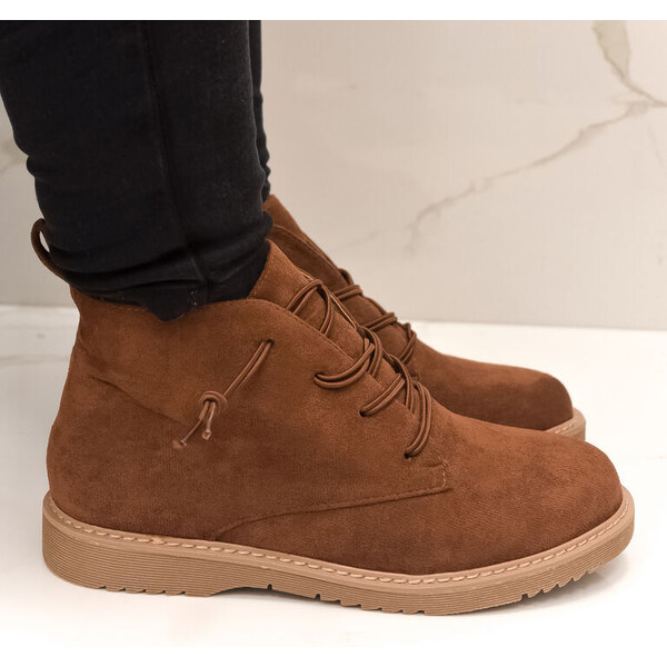 WDE Dámske hnedé semišové členkové čižmy JÉSSICA 46316148