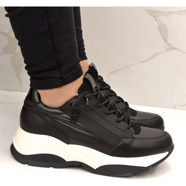 WDE Dámske čierne poltopánky na platforme LUISA 46316145