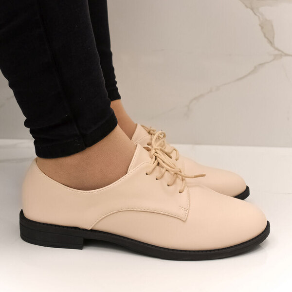 COMER Dámske šnurovacie béžové poltopánky JOELA 46316167