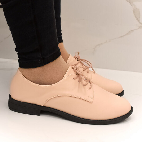 COMER Dámske šnurovacie svetloružové poltopánky JOELA 46316165