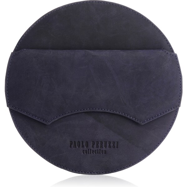 PAOLO PERUZZI Okrúhla dámska kožená kabelka T-92-DB | tmavomodrá T-92 46327325