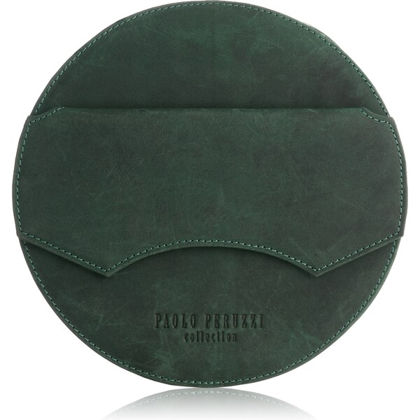 PAOLO PERUZZI Okrúhla dámska kožená kabelka T-92-GRN | zelená T-92-GRN 46327326