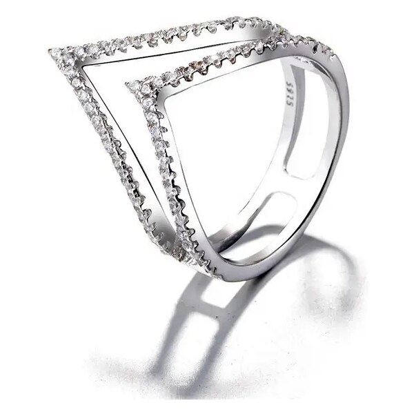 MAJYA Strieborný dvojitý prsteň so zirkónmi 10030/8 64581128