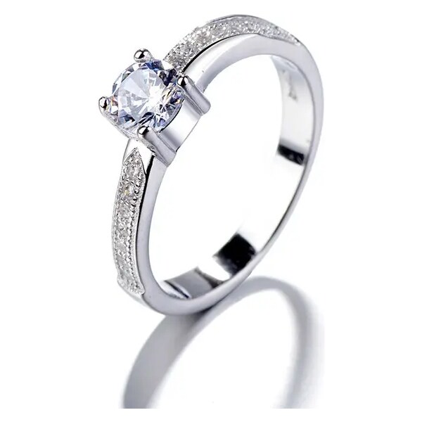 MAJYA Strieborný zásnubný prsteň s kamienkom a zirkónmi 10033/8 64581129