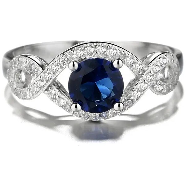 MAJYA Strieborný zafírový prsteň so zirkónmi 10034/7 64581130