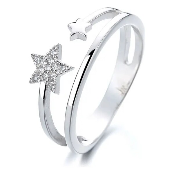 MAJYA Strieborný dvojitý prsteň SONIA s hviezdičkou 10036/7 64581390