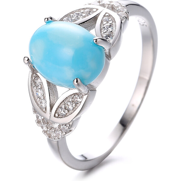 MAJYA Strieborný prsteň s oválnym tyrkysom IRENE 10038/7 64581123