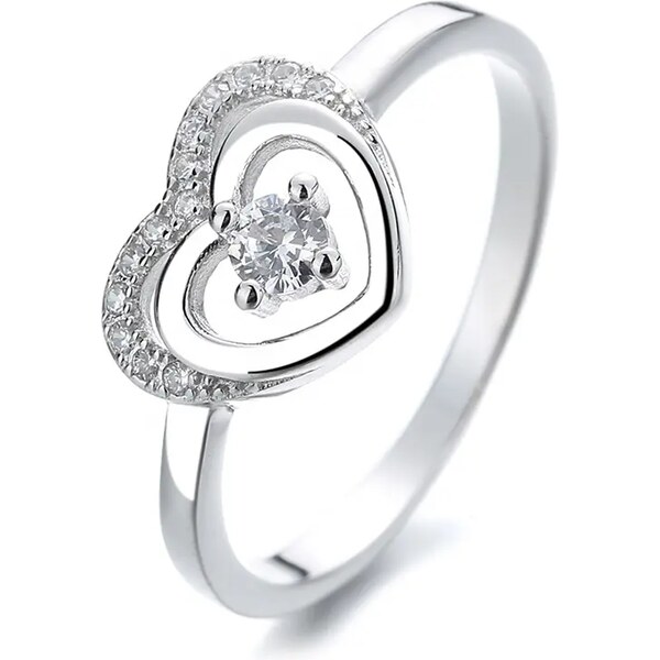 MAJYA Strieborný prsteň dvojité srdce s kamienkom MYA 10044/6 64581397