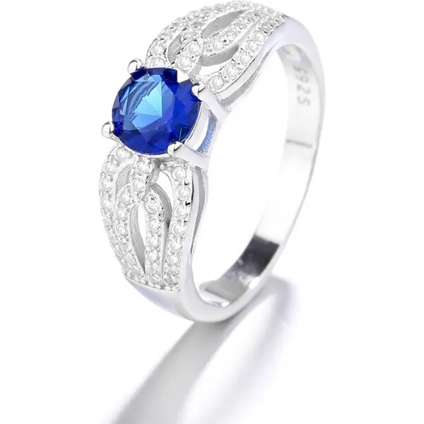 MAJYA Strieborný prsteň modrý zafír so zirkónmi SERENA 10045/6 64581398