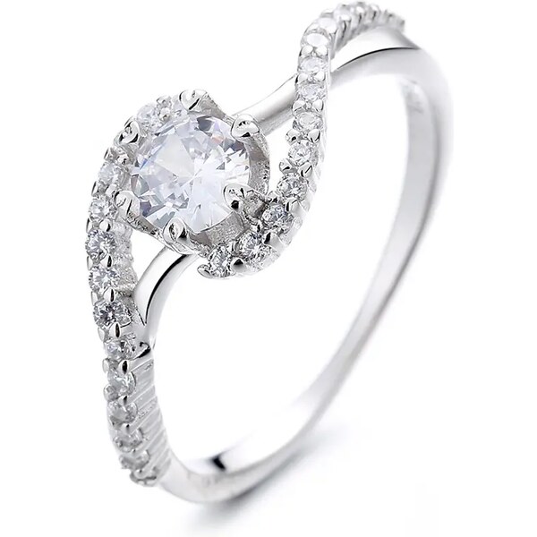 MAJYA Strieborný prsteň zvlnený s kamienkom SARA 10046/6 64581399