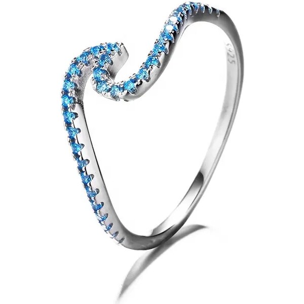MAJYA Strieborný prsteň vlnka s modrými zirkónmi LINDA 10060/6 64581374