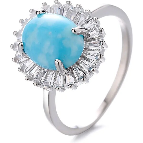 MAJYA Strieborný prsteň MICHELA oválny tyrkys vysadený zirkónmi 10063 64581377