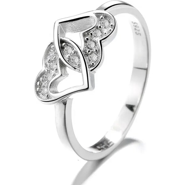 MAJYA Strieborný prsteň BIANCA prepletené srdcia 10078/6 64581388