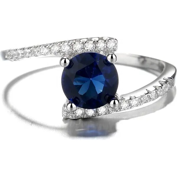 MAJYA Strieborný prsteň DEVI s modrým kamienkom 10083/6 64581409